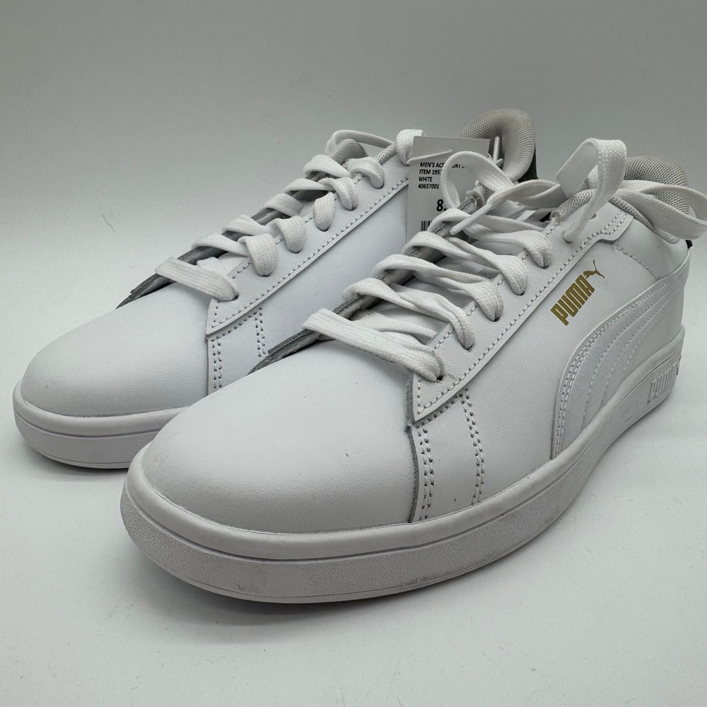 Puma Ace Court Men's White Leather Sneakers‎ Casual Shoes Size 8.5 New